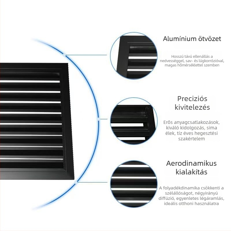 Kültéri alumínium ötvözetű szellőzőlamellák elektromos és kézi működtetéssel, tűzálló és esőálló