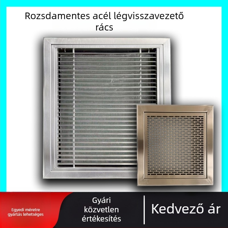 304 rozsdamentes acél központi klímaberendezés levegő kiáratója, ajtó-típusú visszafújás, egyrétegű lamellás