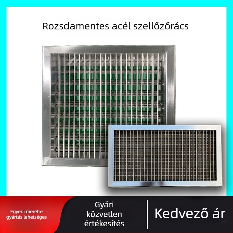 304 rozsdamentes acél központi klímaberendezés levegő kiáratója, ajtó-típusú visszafújás, egyrétegű lamellás