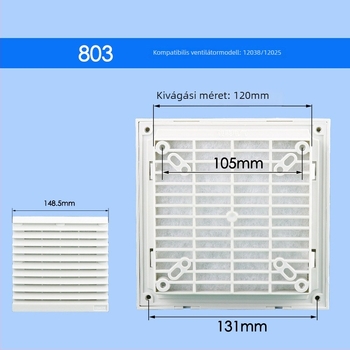 ZL-803 Szellőzőszűrő készlet elektromos szekrény hűtőventilátorhoz, axialis áramlású ventilátor és lamellás porvédő háló, ABS műanyag