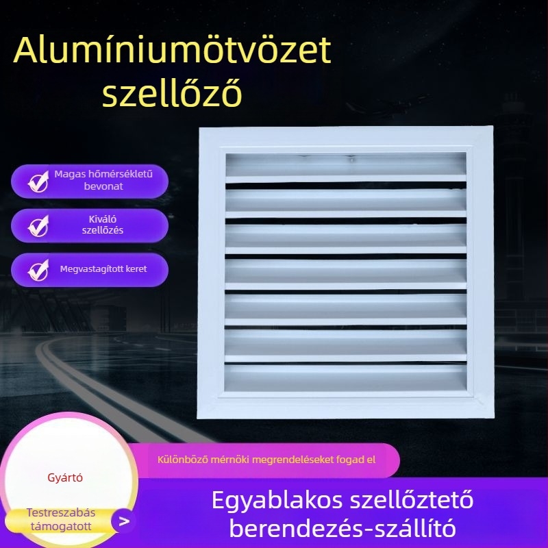 Alumíniumötvözetű központi klímaberendezés lamellás szellőzővel, külső falra szerelhető, vízálló és korrózióálló