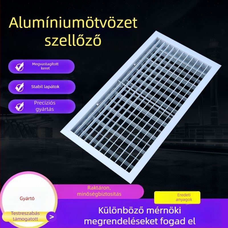 Alumíniumötvözetű központi klímaberendezés lamellás szellőzővel, külső falra szerelhető, vízálló és korrózióálló