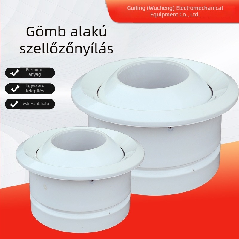 Kerek alumíniumötvözet légkivezető állítható hőmérséklet-szabályozással, gömb alakú fúvóka, örvény difúzor, kétszintes kialakítás