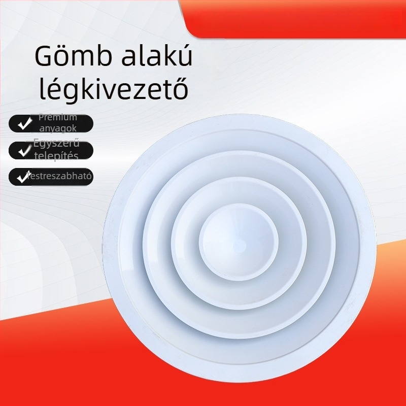 Kerek alumíniumötvözet légkivezető állítható hőmérséklet-szabályozással, gömb alakú fúvóka, örvény difúzor, kétszintes kialakítás