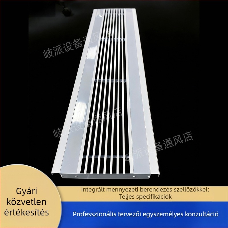 Testreszabott alumíniumötvözet integrált berendezés légcsatornákkal és integrált világítási csatornával, hosszított lineáris szellőzők