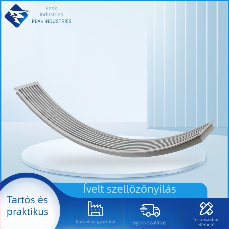 Alumíniumötvözetből készült speciális formájú légkivezetők központi klímaberendezéshez: ívelt, ventillátoros és lineáris típusok
