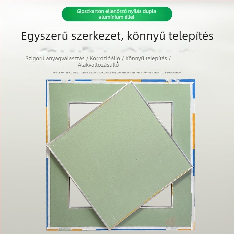 Gipszkartonhoz nyitható hozzáférési panel dupla alumínium éllel, alumínium ötvözet kerettel a mennyezethez és a szellőzéshez