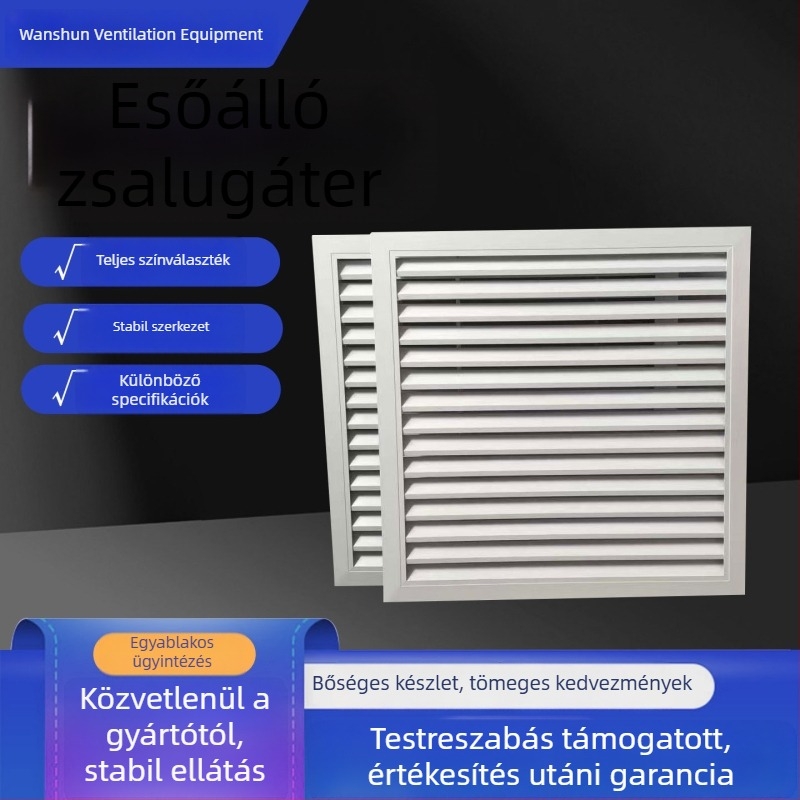 Esővédett lamellás légkivezető, egyrétegű lineáris alumíniumötvözetből