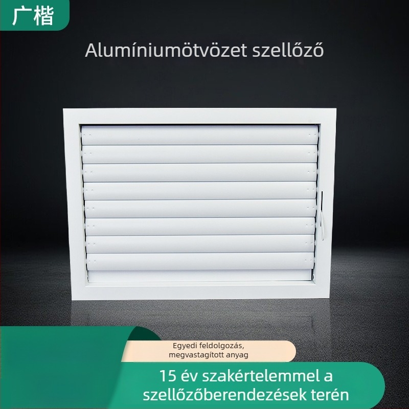Alumínium ötvözetű lamellás légkimenet esővédővel, kézi kapcsolóval