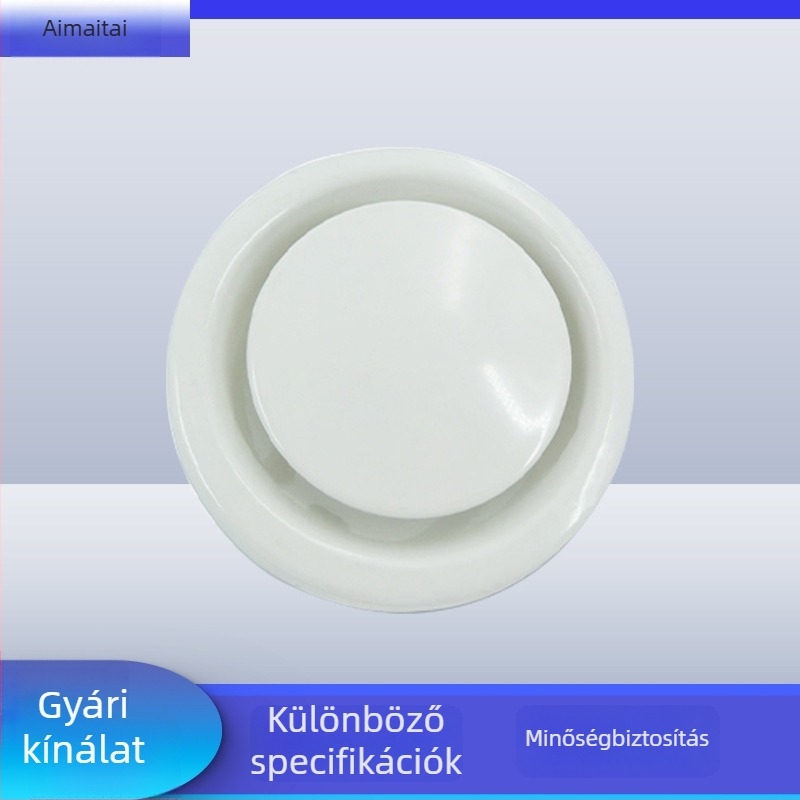 Kerek vasból készült levegőkiárat rögzítőgyűrűvel; korongos levegőkiárat különböző méretekben