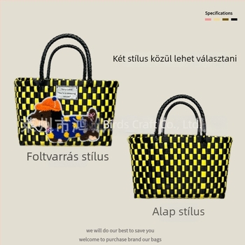 Kézzel készített PVC szövött négyszögletes táska – friss és édes női kézitáska