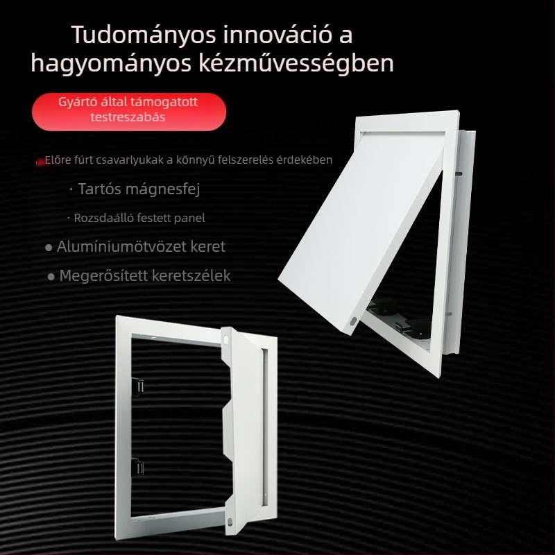Mágneses rögzítésű hozzáférési nyílás aluminium ötvözetből a mennyezethez és oldalsó csövekhez gipszkartonban