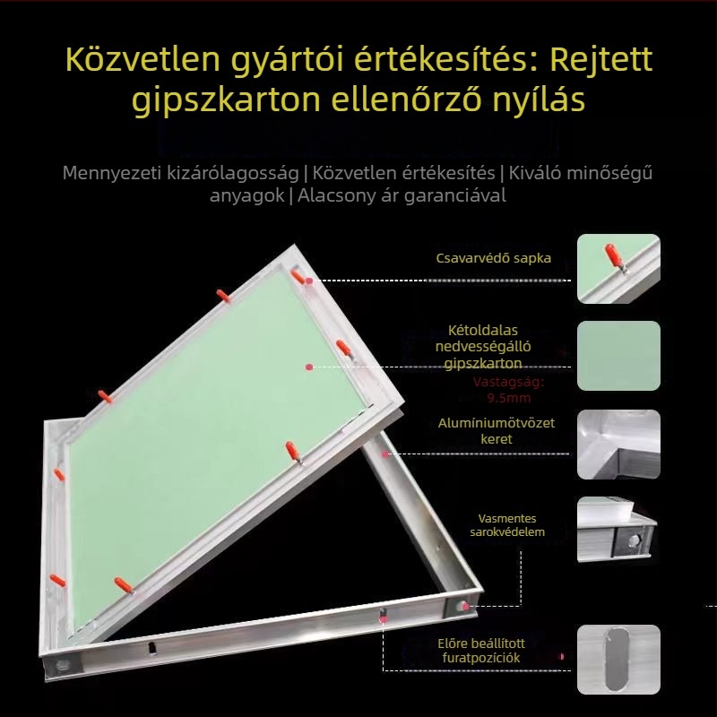 Rejtett gipszkarton mennyezeti hozzáférési panel, inspekciós fedél, dekoratív, nedvességálló, vastabb szellőző panel, testreszabható