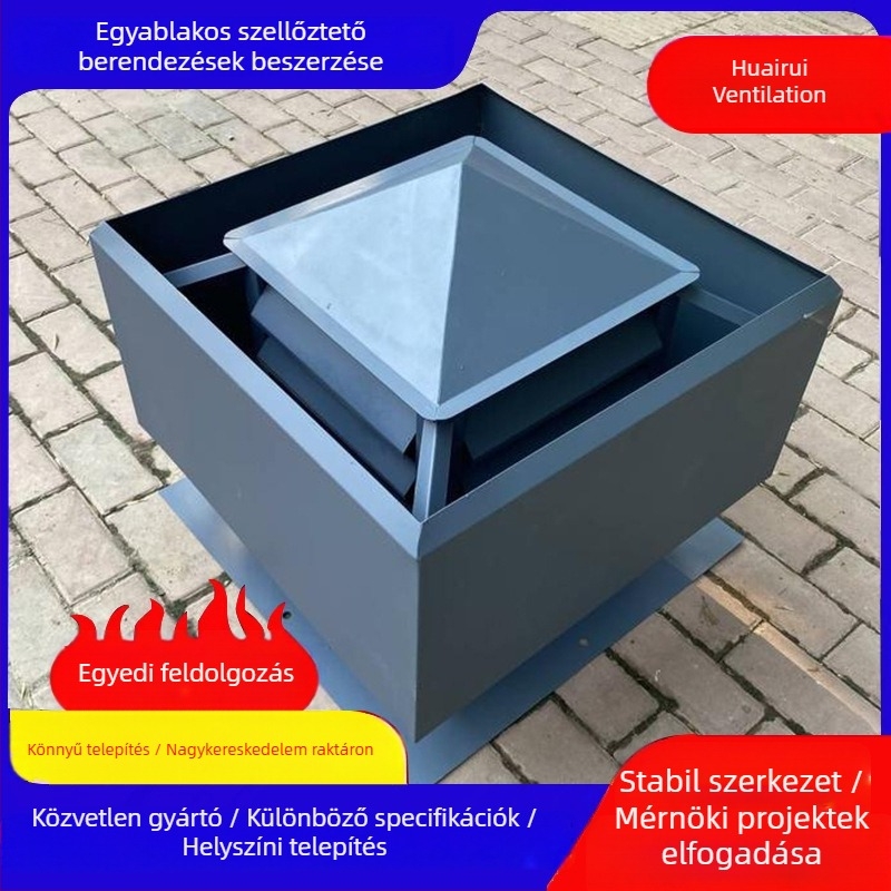 Rozsdamentes acélból készült 316-os anti-visszafolyású légvédő sapka lamellás kivitelben, egyrétegű, 900 mm szélesség