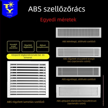 Központi klímaberendezés légcsatornájának dekoratív rácsa, esőálló, egyes rétegű alumíniumötvözet lamellák