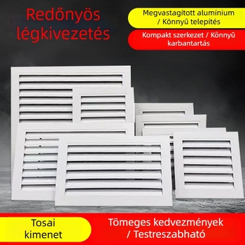 Alumíniumötvözetű lamellás légkivezető külső falhoz, esőálló, visszatérő és kiáramló levegő