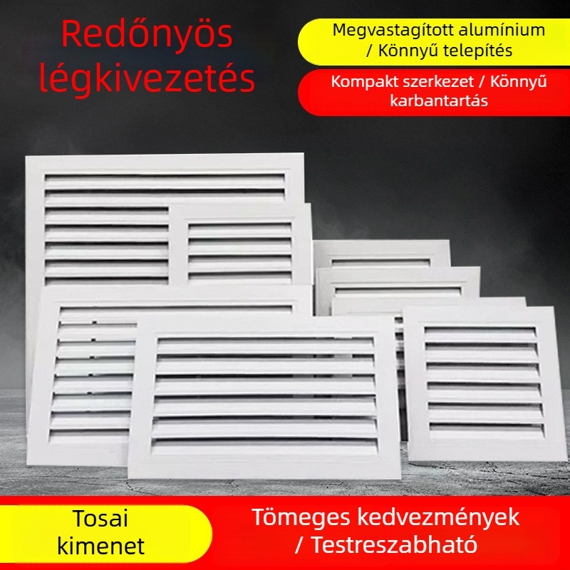 Alumíniumötvözetű lamellás légkivezető külső falhoz, esőálló, visszatérő és kiáramló levegő