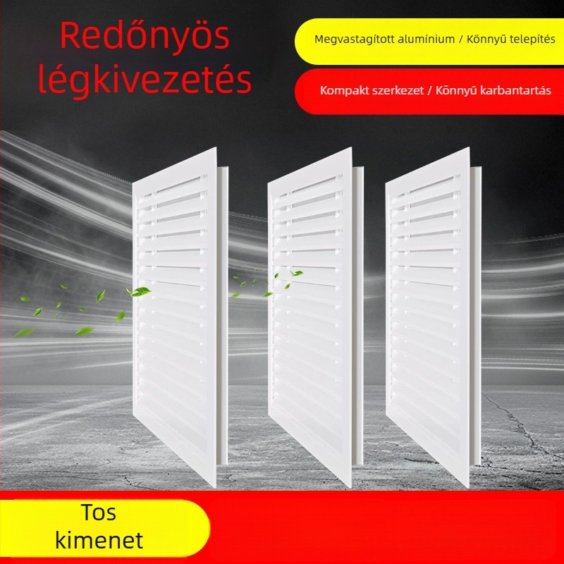 Alumíniumötvözetű lamellás légkivezető külső falhoz, esőálló, visszatérő és kiáramló levegő