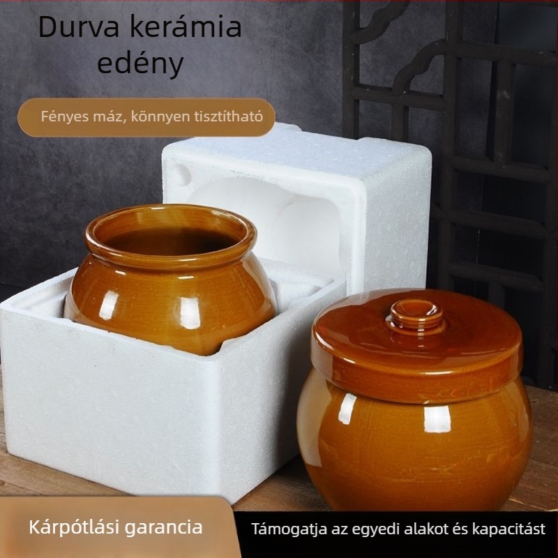 Retro agyag edény csirkeleveshez – teljes készlet prémium csomagolással
