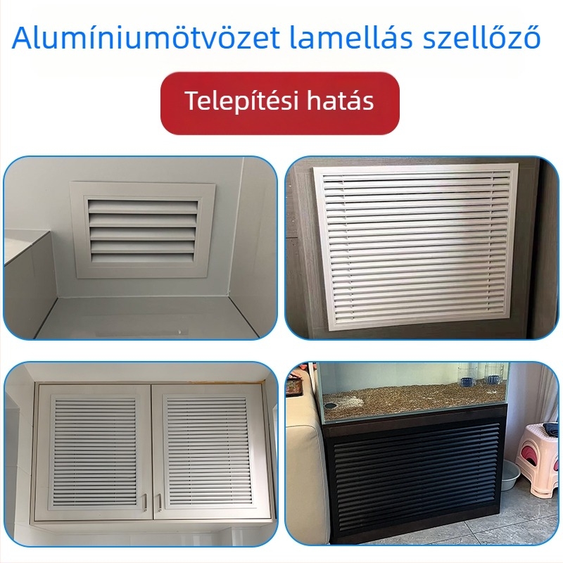 Alumíniumötvözetű lamellás ventillációs rács fürdőszobára és klímaberendezés kiáramló levegőhöz