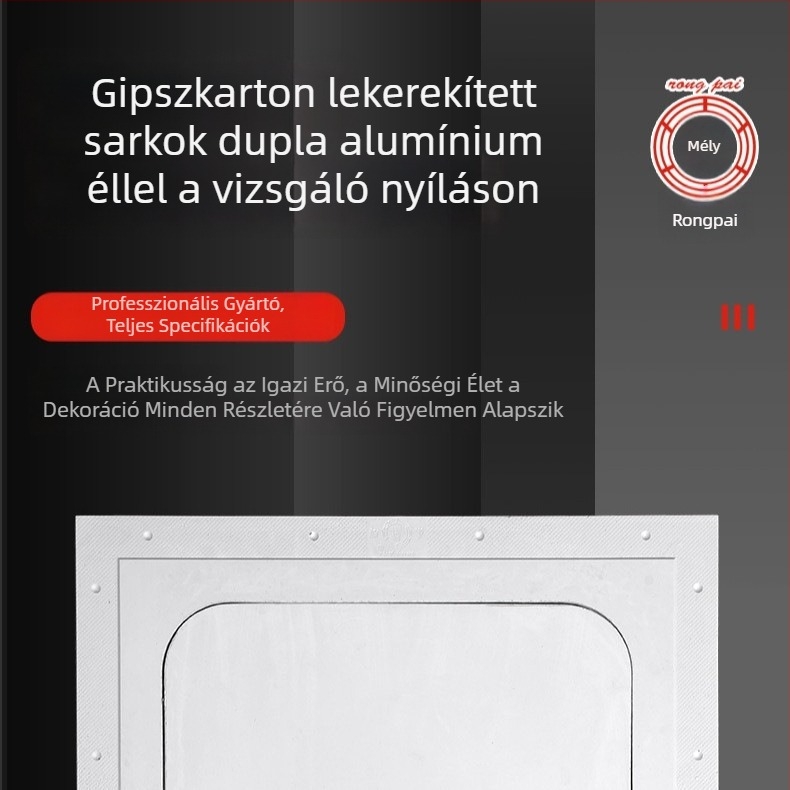 Rongpai európai stílusú gipszkarton mennyezeti hozzáférési nyílás, ívelt forma, dupla alumínium él, kerekített sarkok