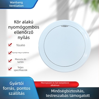 Kör alakú nyomógombos ellenőrző nyílás alumínium ötvözetből, felületkezelt, falra és mennyezetre, rejtett klímakimenet