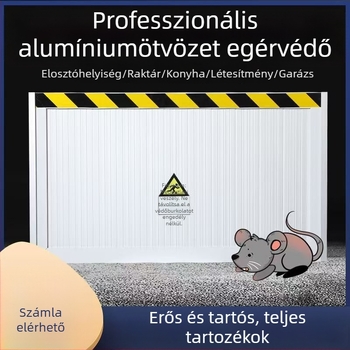Alumíniumötvözetből készült egérvédő ajtóvédő, rozsdamentes acél kivitel, egyedi gyártású a kiosztási helyiségekhez, tűzvédelmi és higiéniai célokra