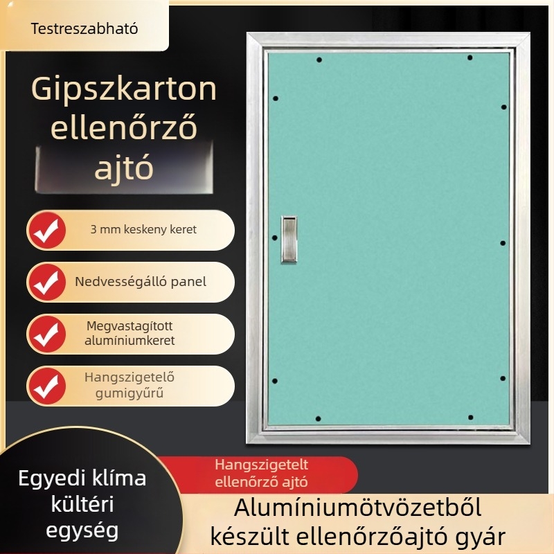 Gipszkartonhoz nyitható hozzáférési ajtó alumíniumötvözetből, rejtett elektromos és kábelvizsgálati nyílással