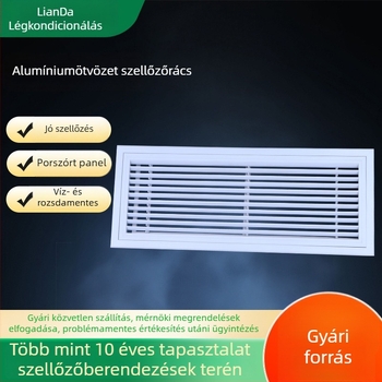 Lianda alumíniumötvözetből készült sávos légcsatorna lamellás szellőzővel, beépített levegőellátó nyílás központi klímához, vizsgálati port