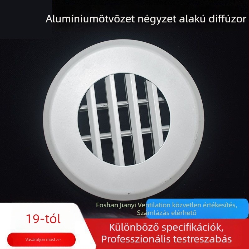 Alumíniumötvözet kör alakú mennyezeti diffúzor, 6–8 hüvelyk, beltéri légkondicionáláshoz, lamellás kivitel