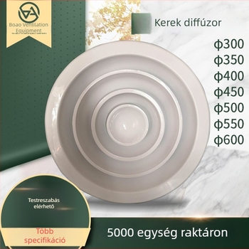 Egyedi kerek diffúzor központi klímarendszerhez, porvédő dekoratív levegő diffúzor egyetlen rétegű lamellákkal