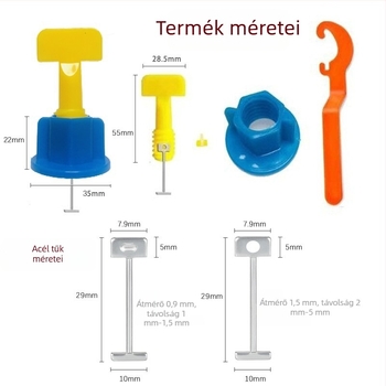 Mangán acélból készült T-alakú tüske cserélhető végével, 1,5 mm, 0,9 m hosszú csempe szintező eszköz