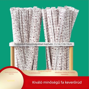 Kávékeverő fa, egyszer használatos, hosszú nyéllel, 19 cm