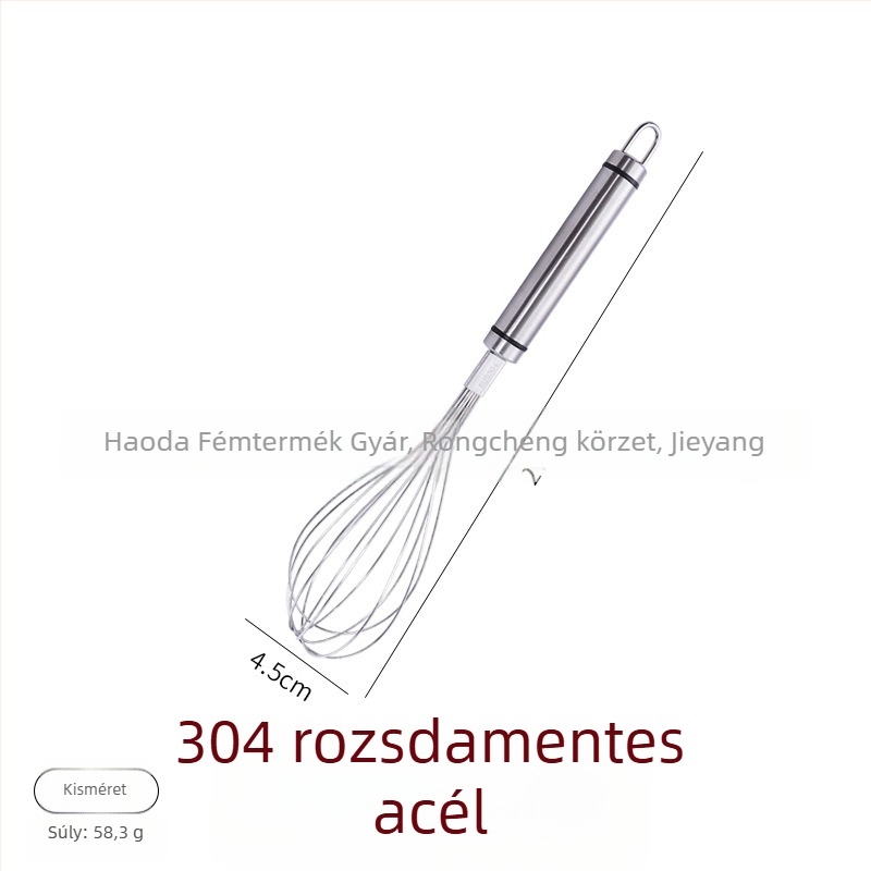 304 rozsdamentes acél kézi tojásfelverő, tortákhoz és krémekhez, konyhai eszköz