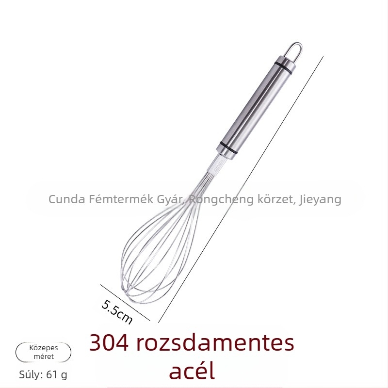 304 rozsdamentes acél kézi tojásfelverő, tortákhoz és krémekhez, konyhai eszköz