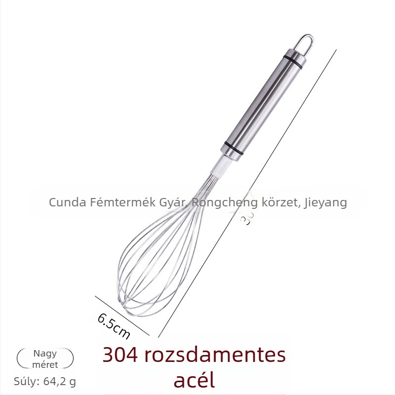 304 rozsdamentes acél kézi tojásfelverő, tortákhoz és krémekhez, konyhai eszköz
