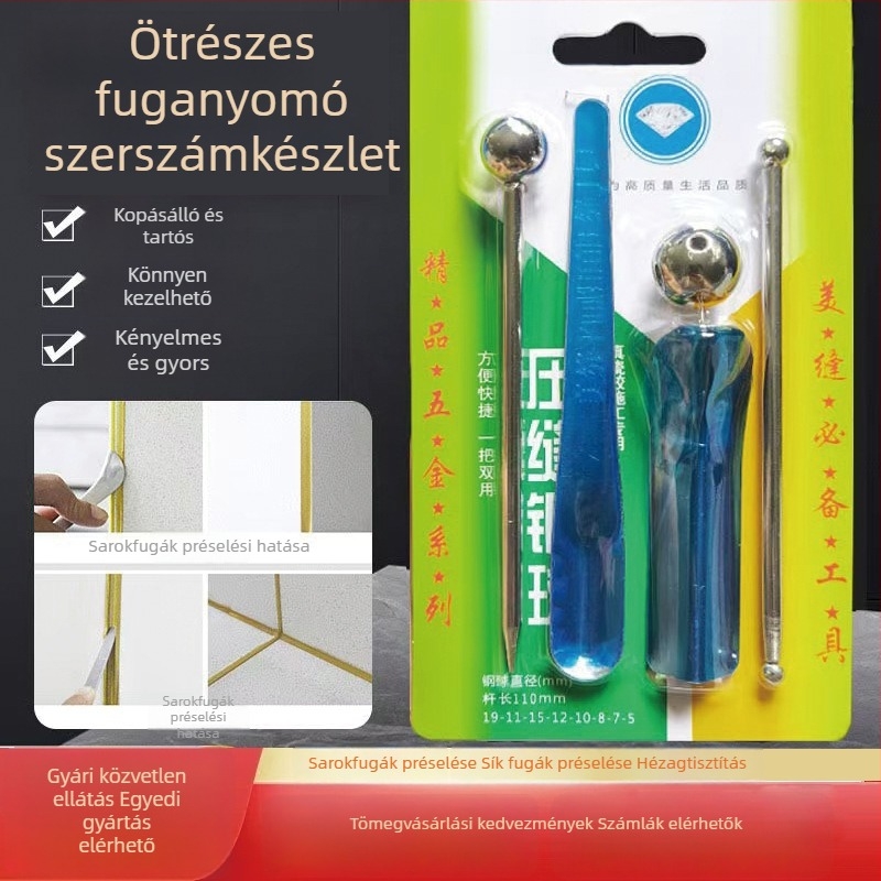 Tingliang Csempe fugaszerszám készlet, rozsdamentes acél, 5 darab