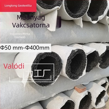 Műanyag dréncső hornyokkal, fekete, kertészeti és földalatti alagutak vízelvezetésére