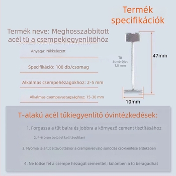 MINGANG Szintezőtű, cserélhető, T alakú, edzett acél tű márvány padlóburkolathoz, 1,5 mm hosszú