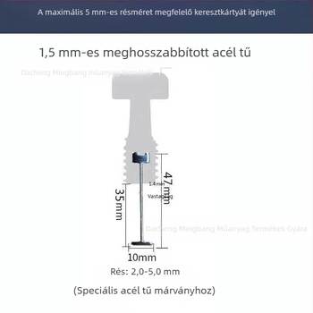 MINGANG Szintezőtű, cserélhető, T alakú, edzett acél tű márvány padlóburkolathoz, 1,5 mm hosszú