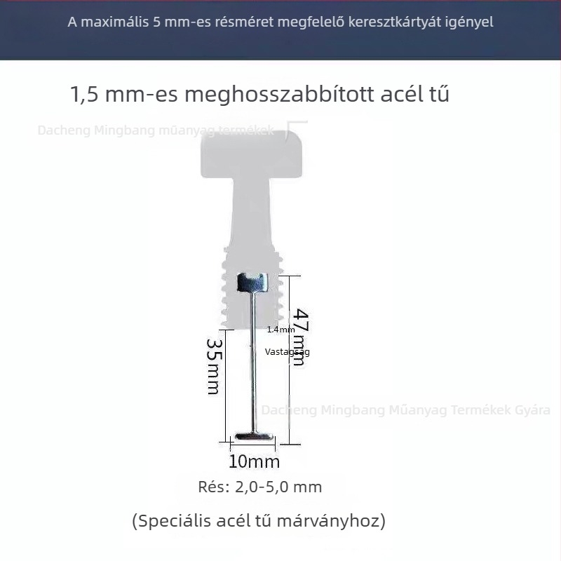 MINGANG Szintezőtű, cserélhető, T alakú, edzett acél tű márvány padlóburkolathoz, 1,5 mm hosszú
