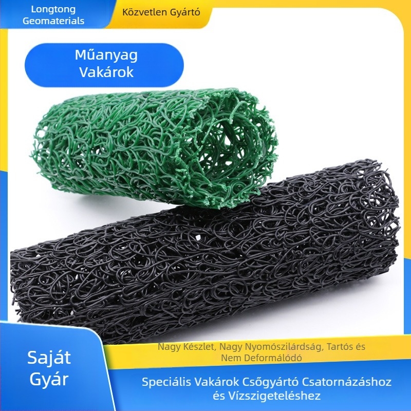 Műanyag üreges vízelvezető csövek, kerek és téglalap keresztmetszetekkel, autópályák, vasútvonalak és alagutak számára. Fekete.