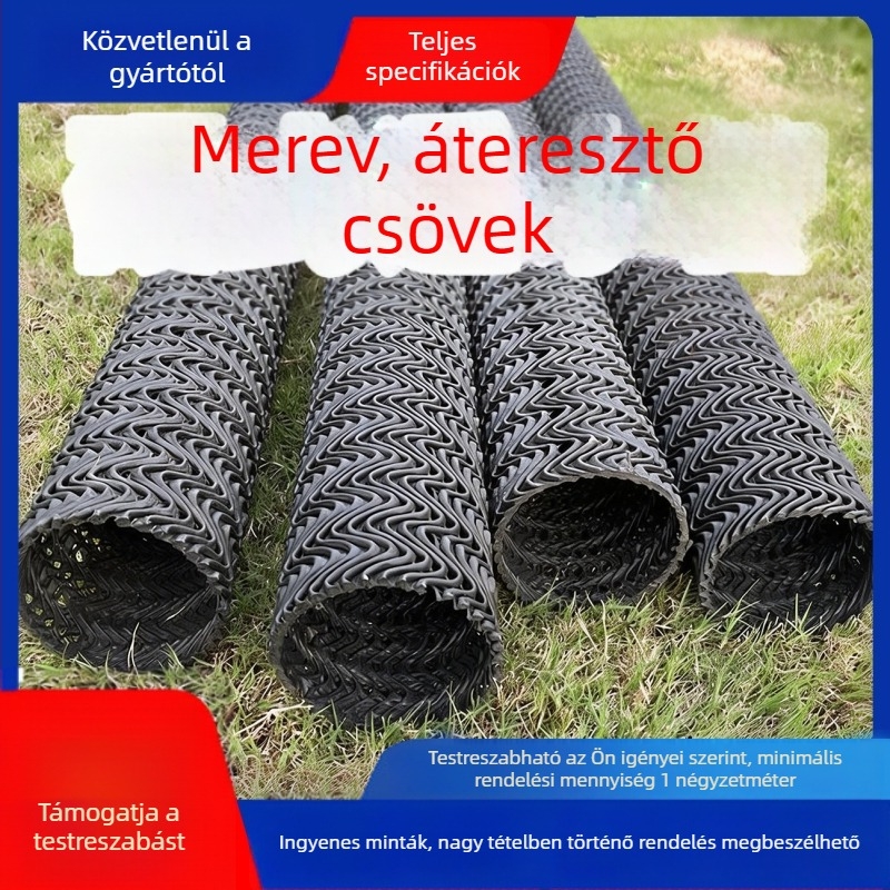 HDPE merev áteresztő cső hullámos hálós mintázattal, tájépítéshez, kerthez és fű alatti vízelvezetéshez