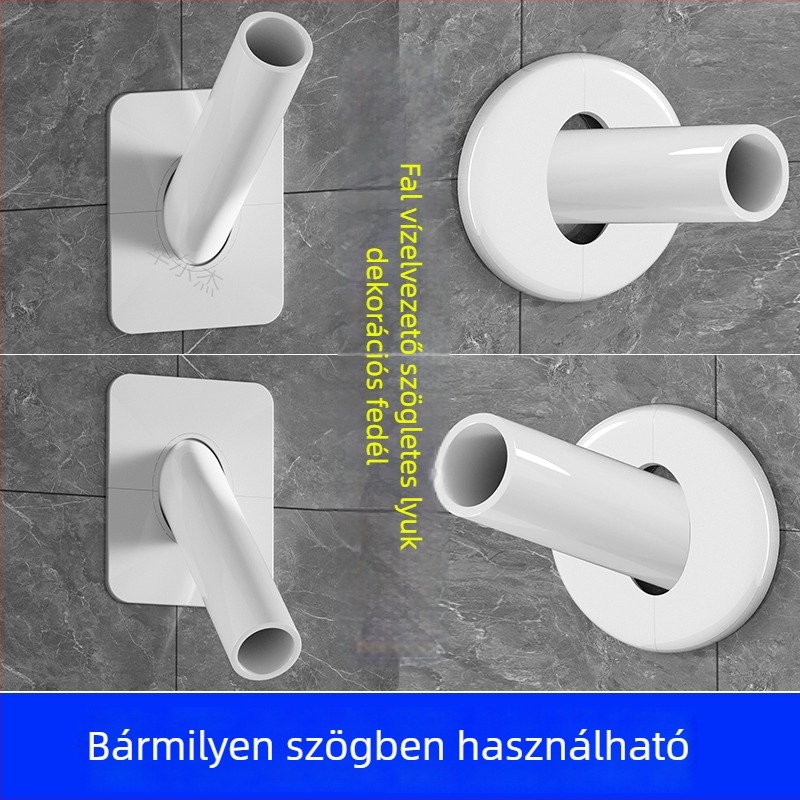Dekoratív falvédő csövekhez, Ø50 mm-es cső zárófedél, 45°-os ferde falnyílásfedél nagy lyukakhoz