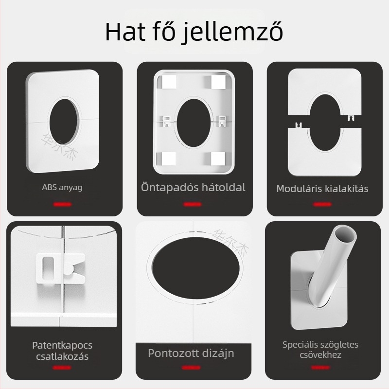 Dekoratív falvédő csövekhez, Ø50 mm-es cső zárófedél, 45°-os ferde falnyílásfedél nagy lyukakhoz