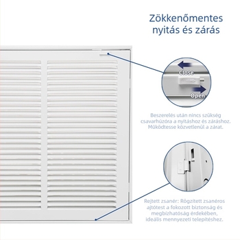 Galvánizált acél visszafutó levegőrács levehető ajtóval, ventilációs fedél és HVAC hideg levegő beömlő rács