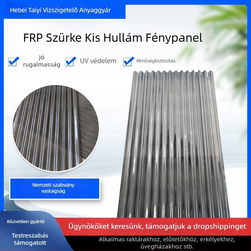 Szürke FRP világító panel üvegszál-erősített gyantából, pergola és autóbeálló számára