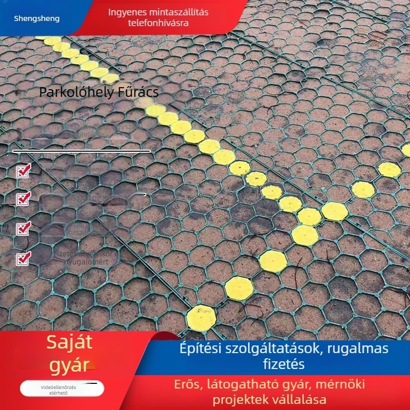 Személyre szabott HDPE műanyag gyeprácsok tűzvédelmi sávokra és lápterületekre, méretek 4 cm, 5 cm és 7 cm