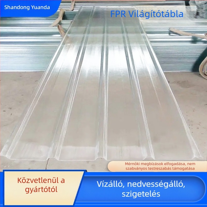 FPR átlátszó fénypanel kültéri használatra, tűzálló és hőszigetelt, panel üvegházhoz és autófedélhez