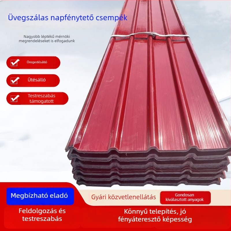 Üvegszálas világító panel rezinhullám dizájnnal, típus 840, vízálló átlátszó tetőpanel